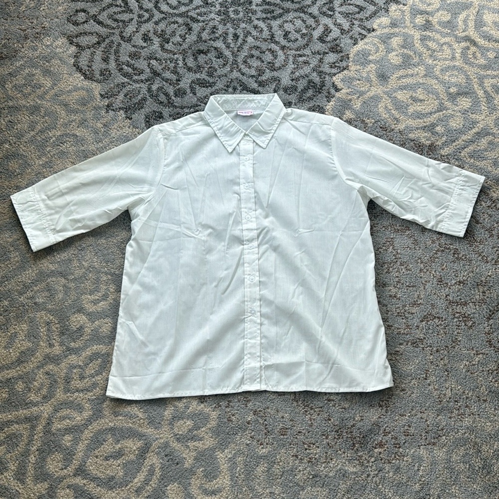 Vintage American Sweetheart by Haband Button Down Collared Blouse White Large